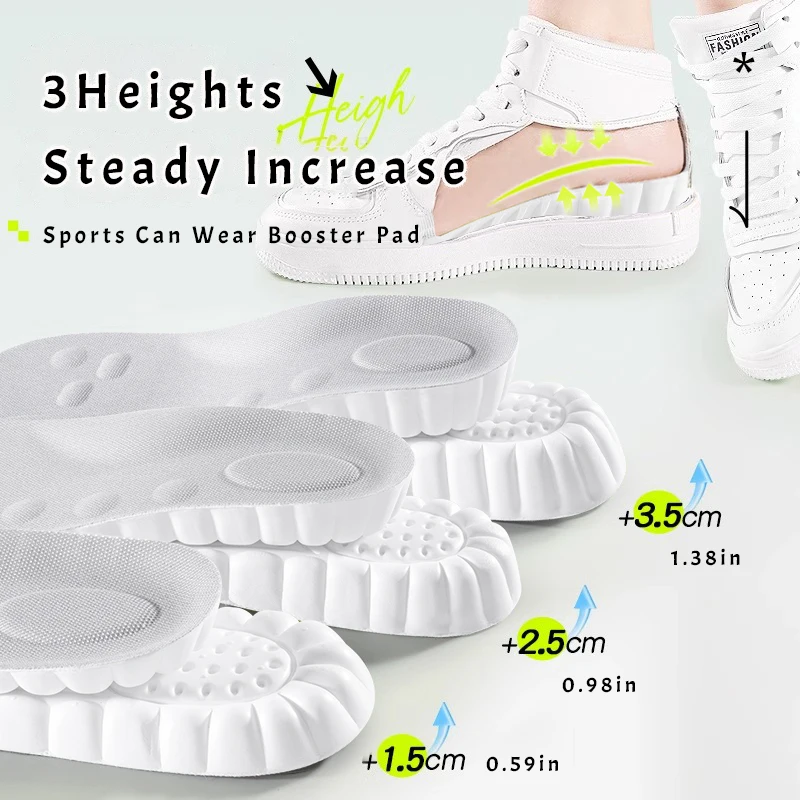 1.5-3.5cm Invisible Height Increase Insoles EVA Memory Foam Shoes Insole Breathable Comfortable Sole Pad for Men Women Feet Care