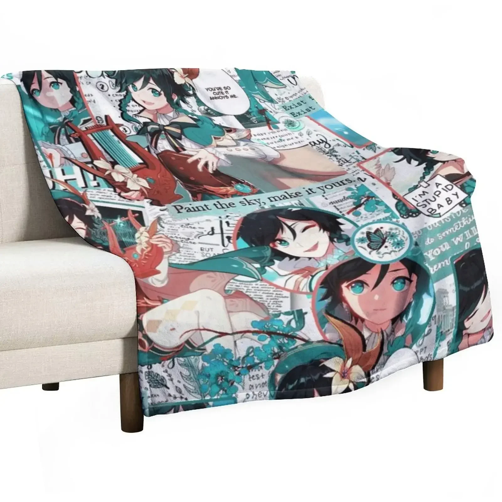 

Genshin Impact collage - Venti Throw Blanket sofa bed Blankets