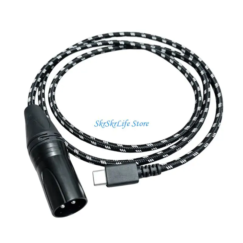 E65E USB C to Male XLR Cable with Internal Layering, Molded Strain Relief Braided Nylon Cable Exit at the XLR Housing Design
