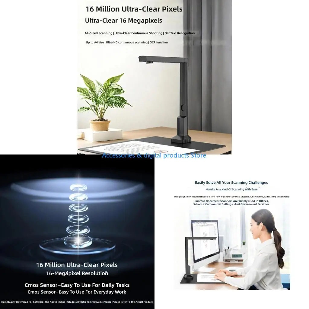 77JD Efficient USB Document Scanner 1600W Pixels OCR Text Conversion For Home Office Travel And Space Saving