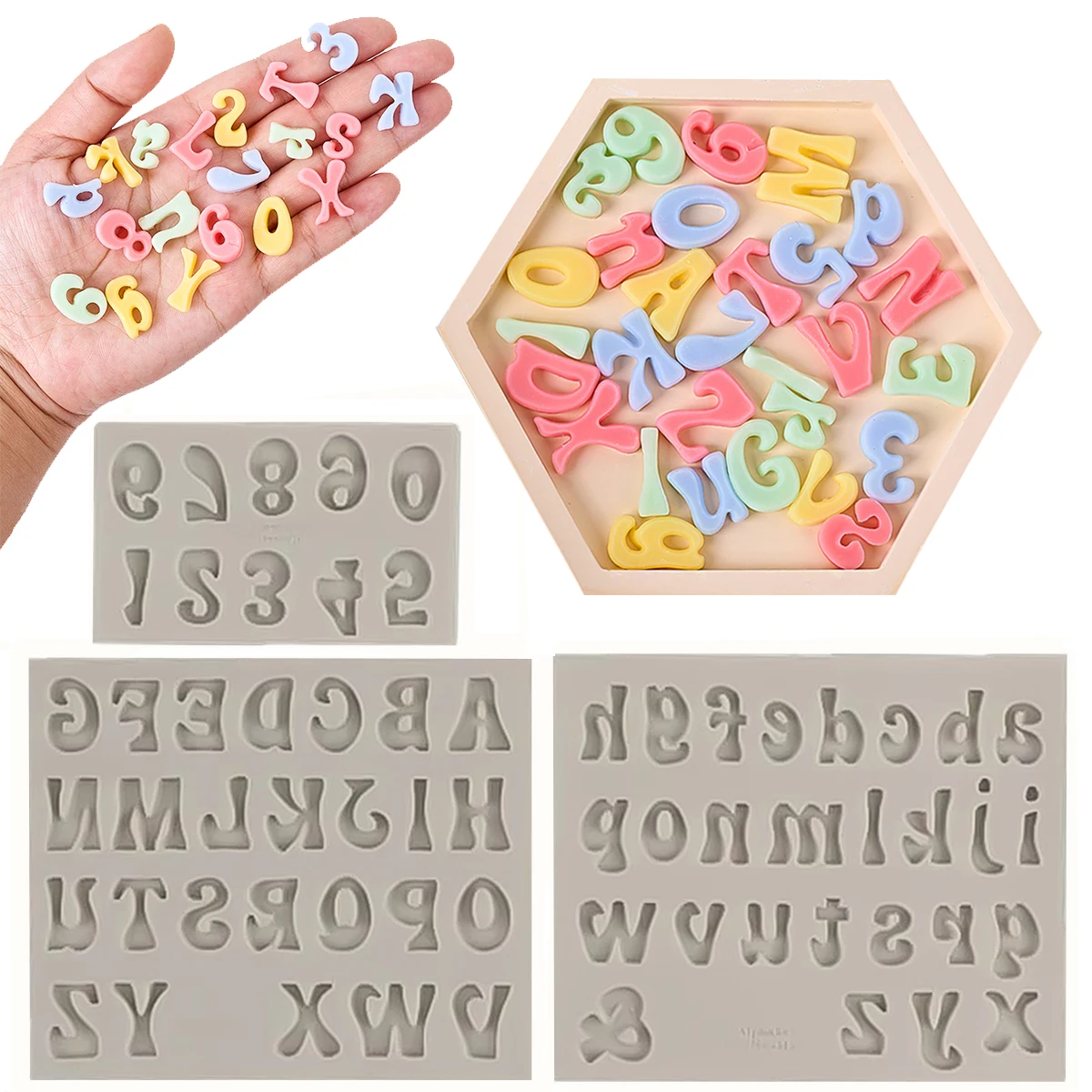 Nuevo DIY números arábigos alfabeto inglés molde de silicona hecho a mano 3D pastelería de Chocolate decoración de pasteles herramienta para hornear galletas de Fondant