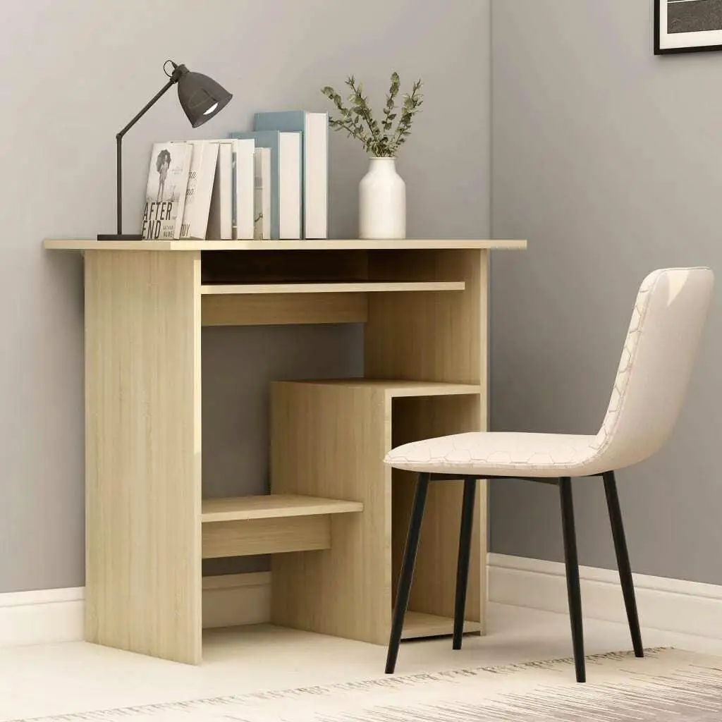 Sonoma Oak Desk 31.5x17.7x29.1 Modern Engineered Wood Furniture for Home/Office