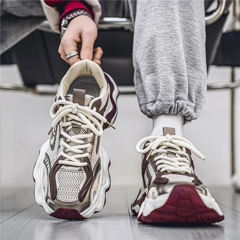 

Men's Summer Breathable Mesh Sports Shoes Thick Bottom Casual Youth Fashionable Shoes Comfortable All-Match Low Top Sneakers