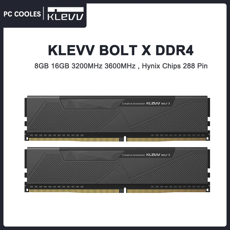 KLEVV BOLT X DDR4 8GB/16GB 3200MHz 3600MHz Gaming Memory with SK Hynix Chips 288 Pin DIMM Overclocking RAM 1.35V Memoria