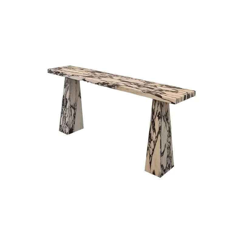 Natural luxury stone entrance table, medieval plan, retro style aisle, corridor art, narrow entrance decorative table