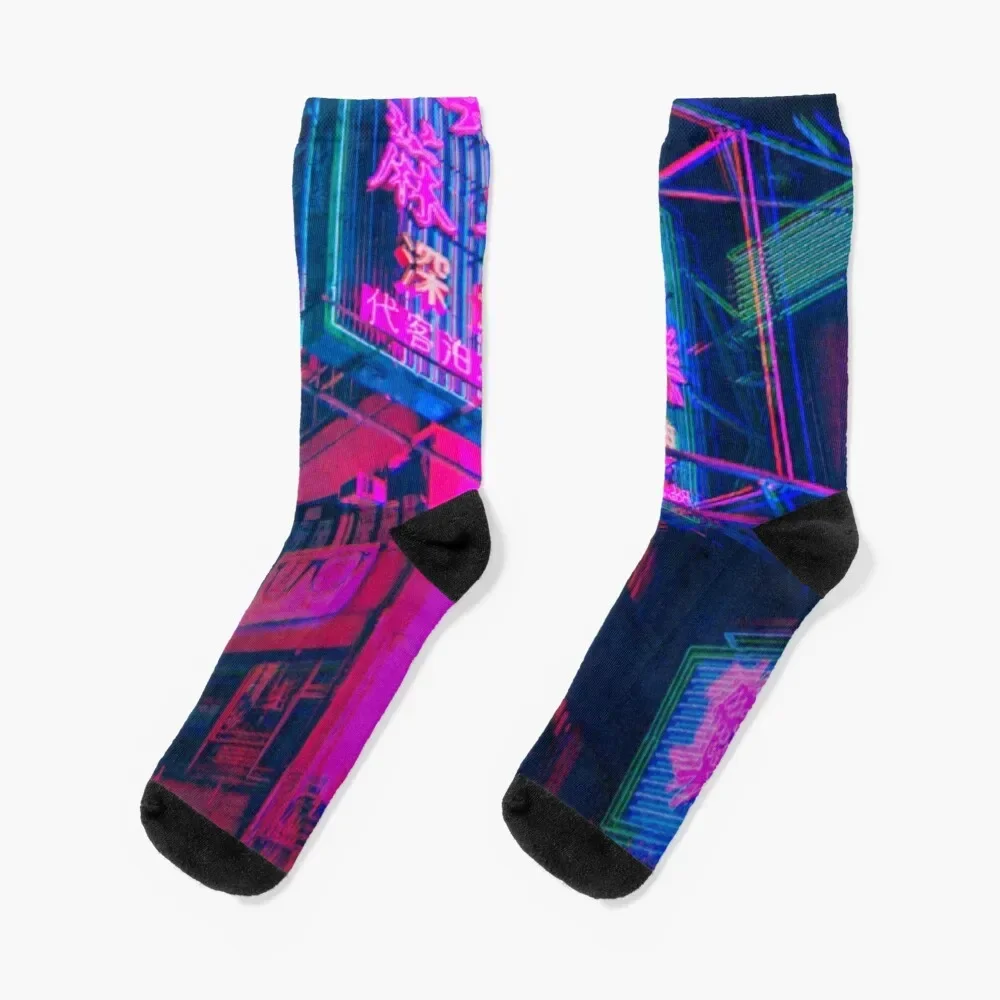 Retrowave aesthetic lights Socks Stockings compression anti-slip Socks Men Women's