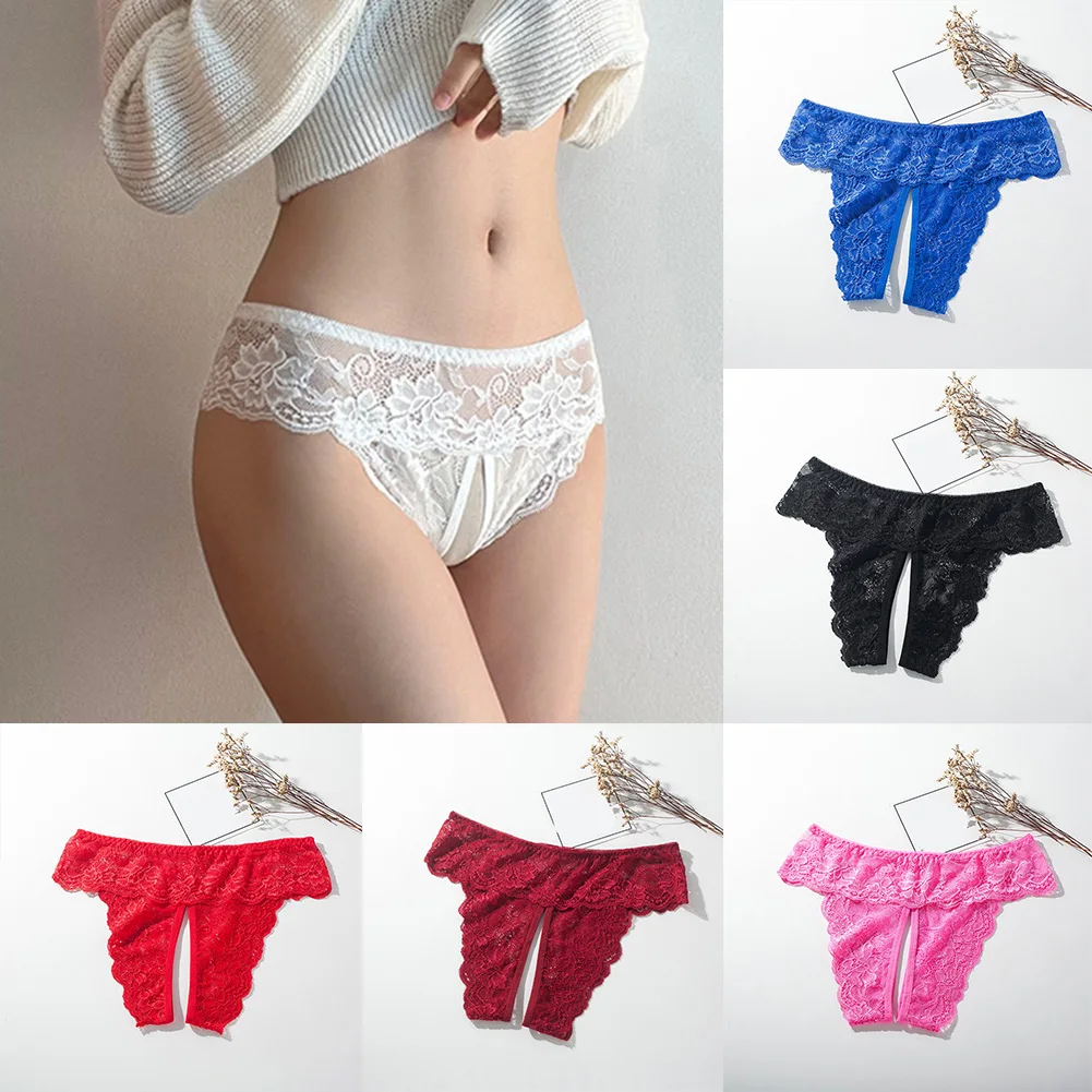 

Women Plus Size Sexy Underwear Temptation With Open Crotch Lace Thong G String Ladies Erotic Panties