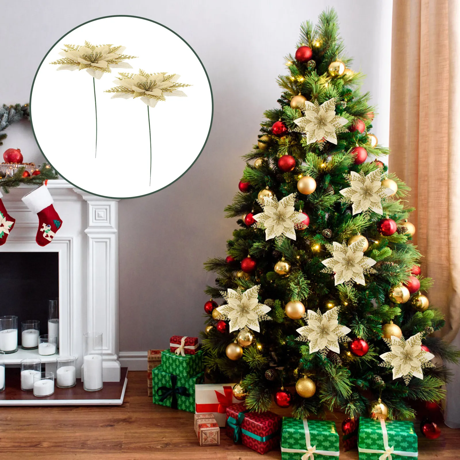 

2023 New Xmas Tree naments Rustic LED Decorations Hanging Flower Pendant Christmas Supplies Holiday Scene Layout Gifts