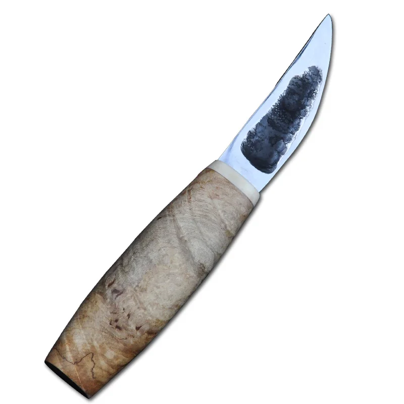 Yakut Ковка из высокоуглеродистой стали Маленький прямой нож Открытый Кемпинг Охота Тактическая защита Фиксированный нож Ручка из цельного дерева EDC