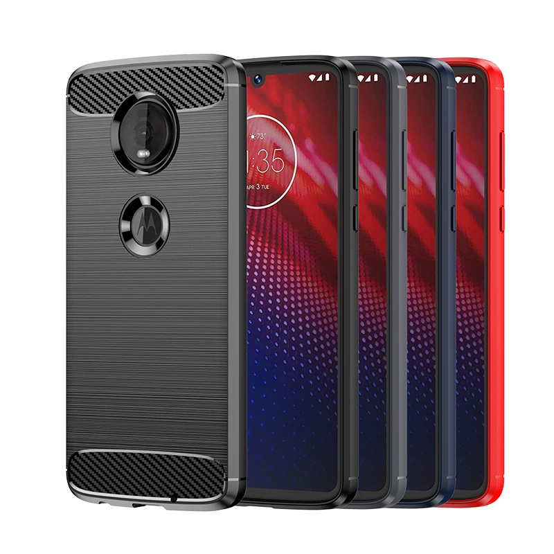 Shockproof Silicone Case For Moto Z4 Play Armor Soft Phone Cover For moto z2 MOTO Z2 Force Carbon Fiber Case