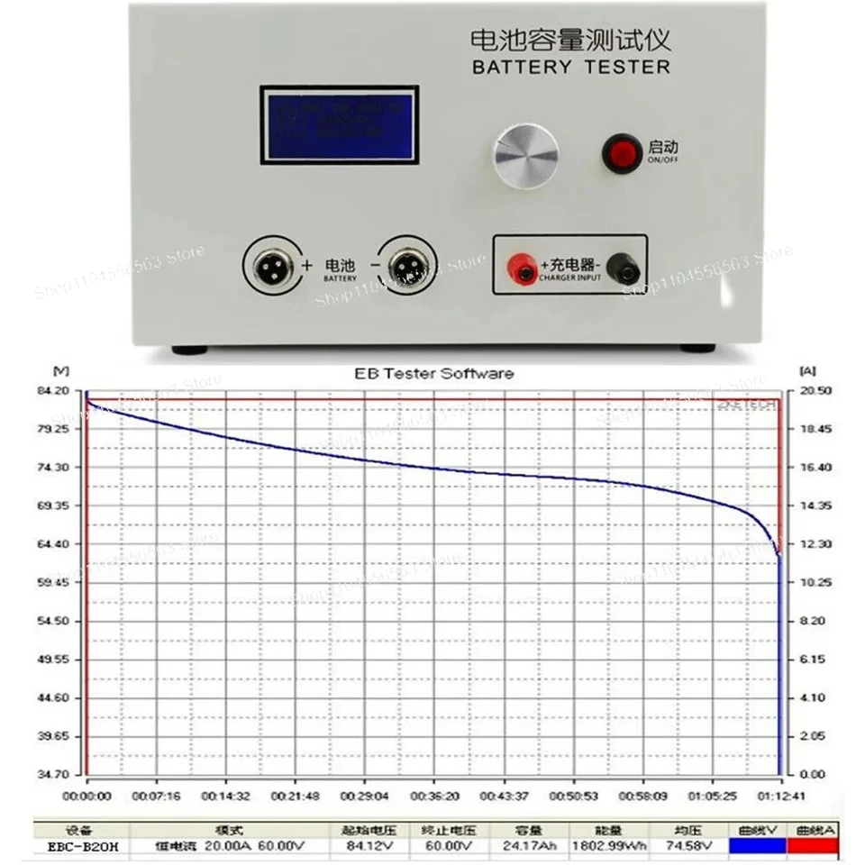 EBC-B20H Battery Tester - 12V-72V 20A Discharge Capacity Analyzer for Lithium & Lead-Acid Batteries (Accurate Testing)