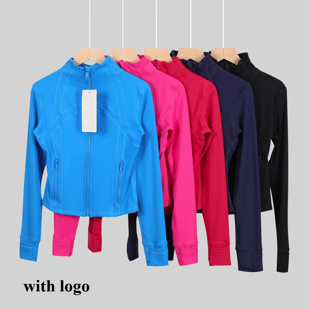 

LULU New Stylish Crop Jacket for Women, Gold Zipper Stretch Quick-Dry Top for Gym Running Yoga Short Style