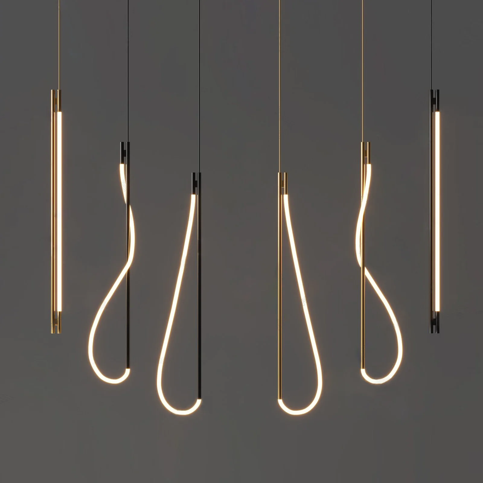 2026 LED Modern Music Notes Black Gold Dimmable Hanging Lamps For Ceiling Lustre Pendant Light Suspension Chandelier For Living