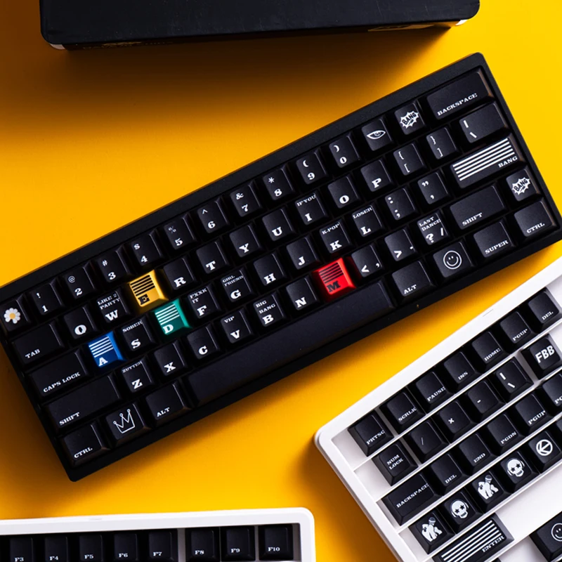 

Колпачки для клавиш FBB Bang, стиль альбома, PBT, термосублимация, индивидуальная механическая клавиатура, черный набор для самостоятельного изготовления, толщина 1,7 мм