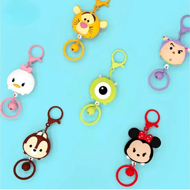 Disney Mickey Minnie Donald Duck Lotso Stitch Anime Cartoon Kawaii Creative Retractable Pendant Cute Keychain Accessories Gift