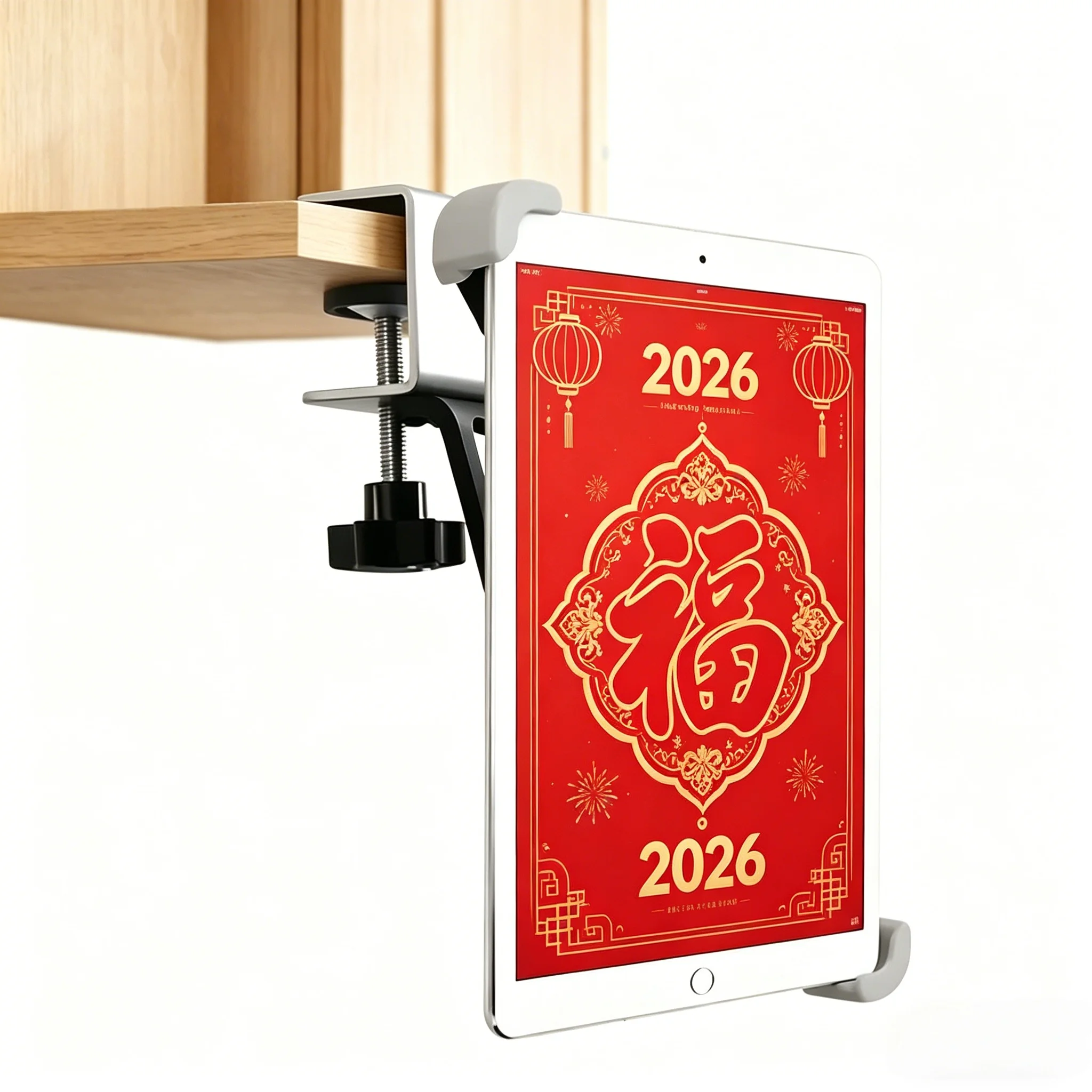 Under Cabinet Tablet Mount 360° Rotatable Metal Clip Kitchen Holder for IPad Pro/Air/Mini Galaxy Tabs Portable Small Clamp Stand