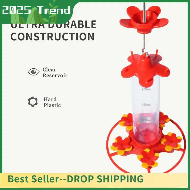 

2PCS Bird Feeder 200Ml Plastic Feeders For Outdoors, With Built-In Ant Guard-Circular Perch With 5 Feeding Ports Durable