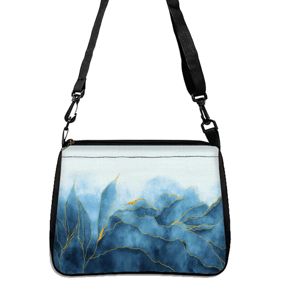 Blue And Blue Watercolor Sfumato Printed Crossbody Bag, Fashionable Shoulder Bag, Double-sided Printed Shoulder Bag  5.21