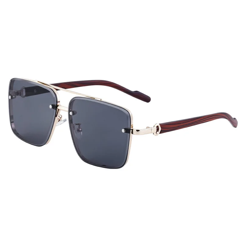 

New trendy square men's sunglasses wood grain temples high end fashion anti UV400 outdoor driving party fishing multi occasions