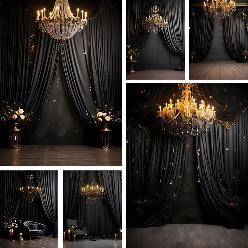 Mehofond Photography Background Black Luxury Room Curtain Adult Birthday Wedding Maternity Portrait Decor Backdrop Photo Studio