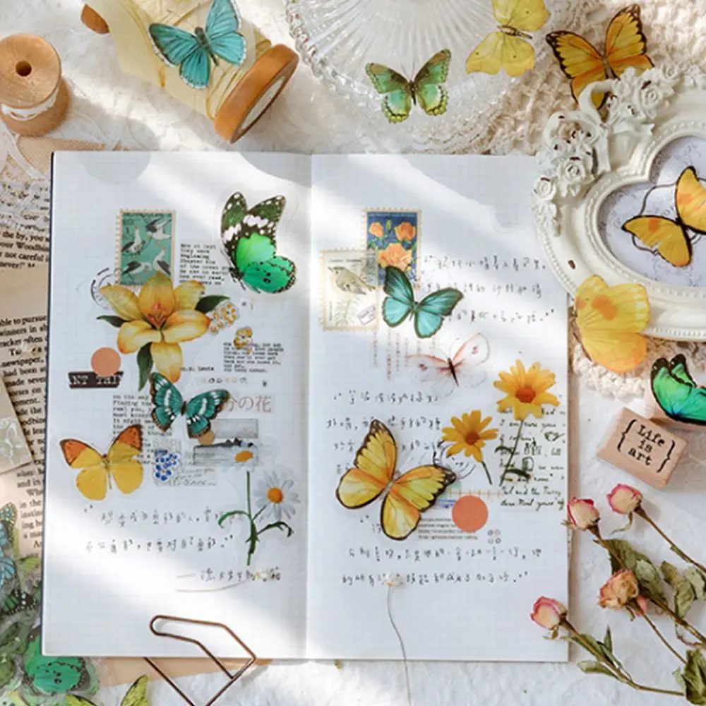 Adhesive Notebook Handbook DIY Material Butterfly Decorative Sticker Journal Stickers Stationery Sticker Scrapbooking Stickers