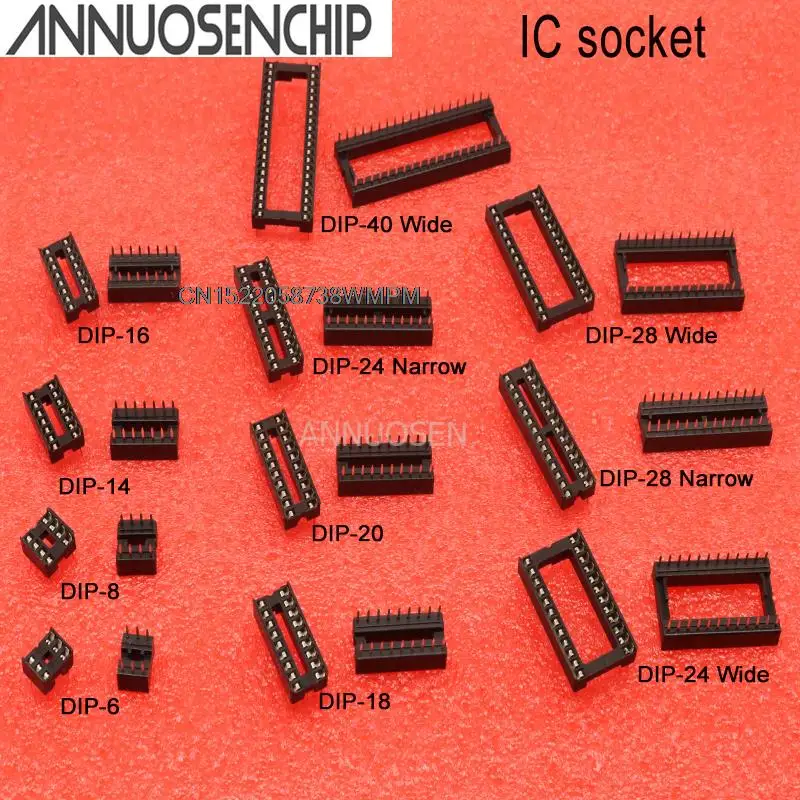 IC 소켓 커넥터 소켓, DIP6 DIP8 DIP14 DIP16 DIP18 DIP20 DIP24 DIP28 DIP40 핀, 6 8 14 16 18 20 핀, 신제품 및 정품, 10 개