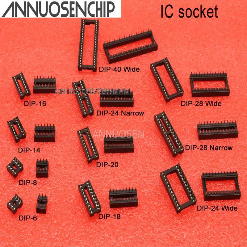10pcs New and Original IC Sockets DIP6 DIP8 DIP14 DIP16 DIP18 DIP20 DIP24 DIP28 DIP40 pins Connector Socket 6 8 14 16 18 20 pin