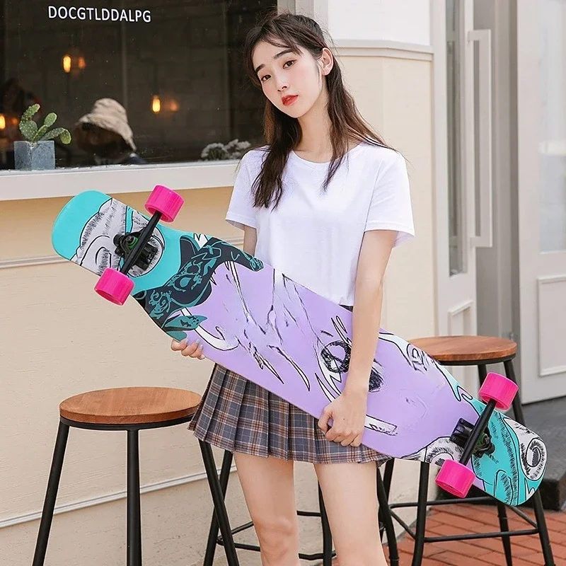 46IN large longboard skateboard, male and female beginners adult four-wheel street brush professional