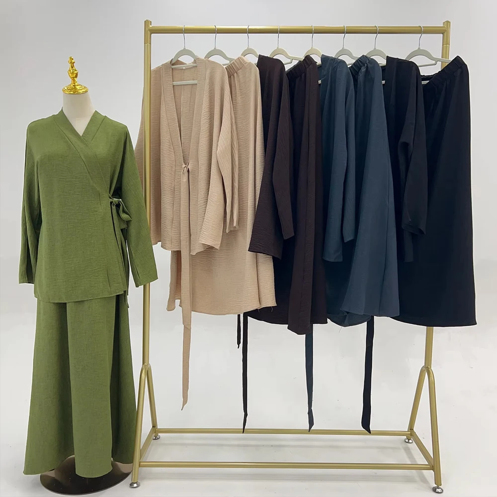 

2pcs Fashion Abaya Muslim Women Kimono Tops Skirt Sets Dubai Turkey Arabic Gowns Dress Clothing Suit Islamic Outfits Kaftan Robe