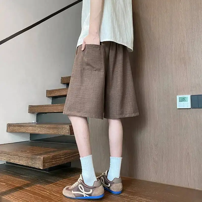 LUZHEN Summer New Simple Style Drawstring Straight Five-pointed Pants 2026 Men Fashion Handsome Solid Color Casual Shorts JY8029