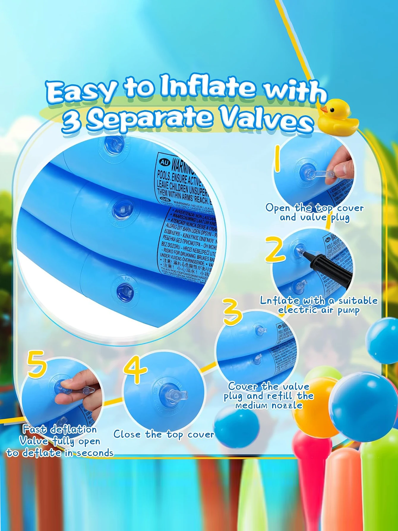 สระว่ายน้ำเป่าลมสำหรับเด็กใช้ในบ้าน เหมาะสำหรับสระว่ายน้ำในร่มและกลางแจ้ง สระว่ายน้ำทราย