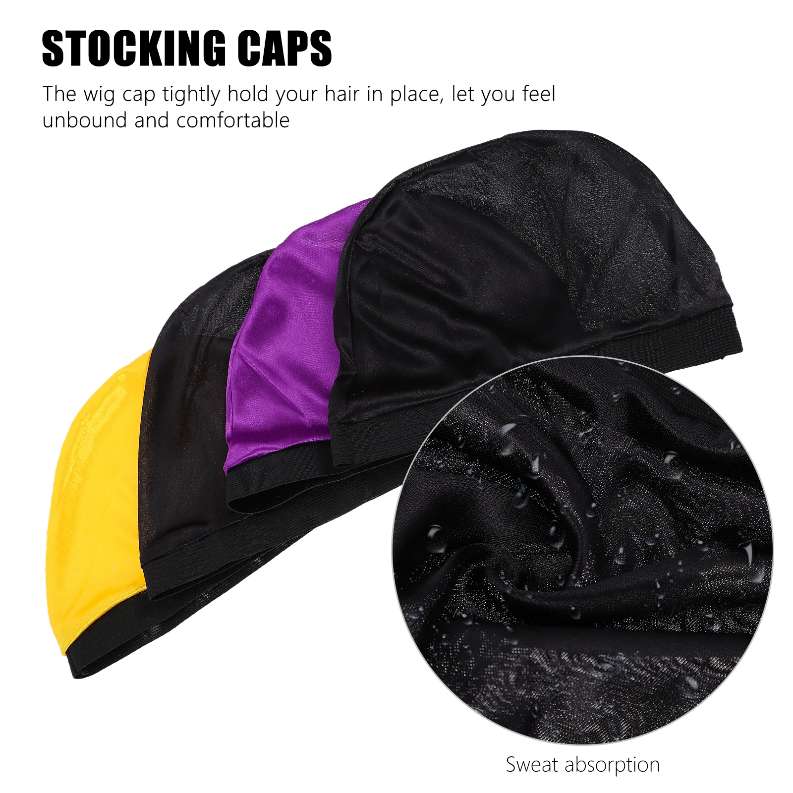 

4pcs Baotou Hat Stretchable Dome Caps Silk Bonnet Lining Breathable Comfortable Protective Hair Care Accessories