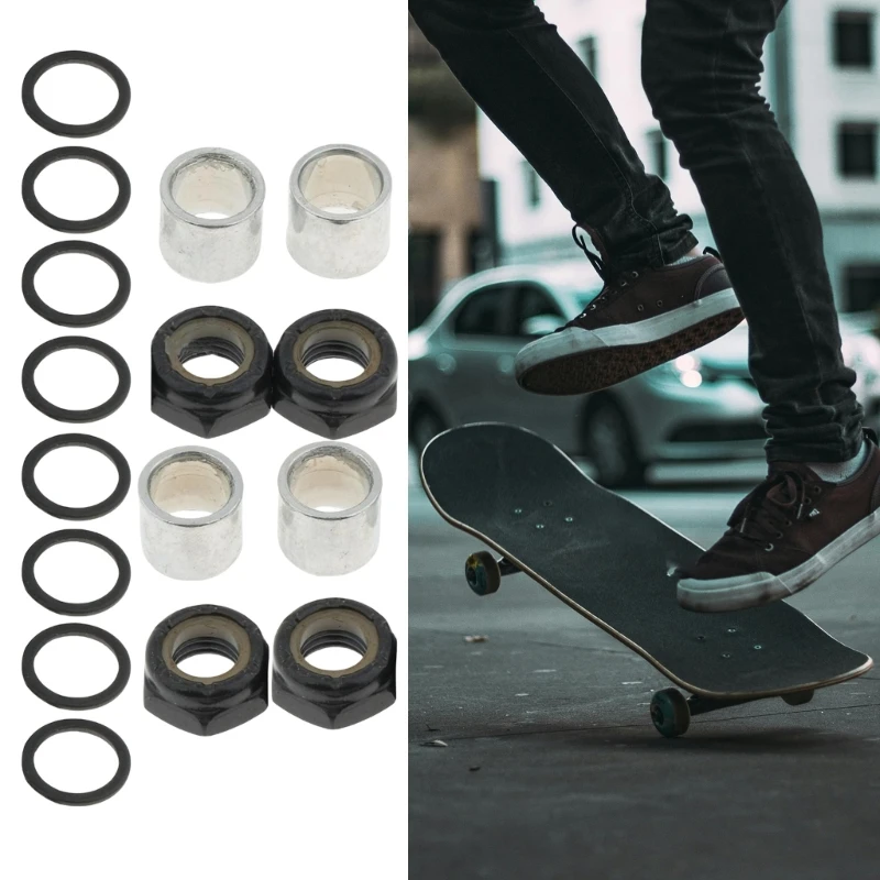 Skateboard Washers Bearing Spacers Nut Standard Skateboard Accessory Metal Skateboard Bearing Spacer Truck Washer Set