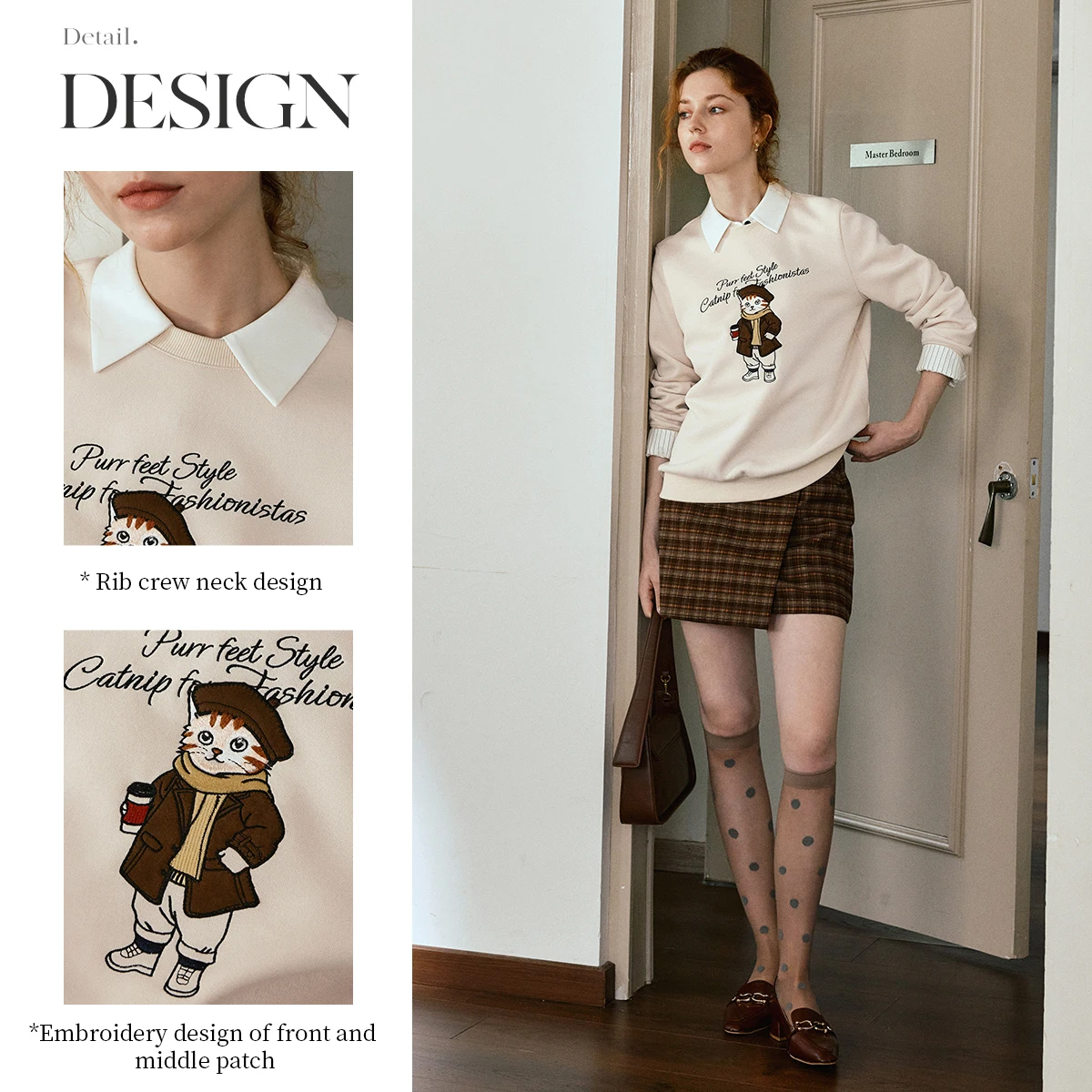 OLrain Pullover Sweatshirts Woman Loose O-neck Heavily Embroidered Pullovers 2025 Woman Autumn Casual French Tops O57QR000865