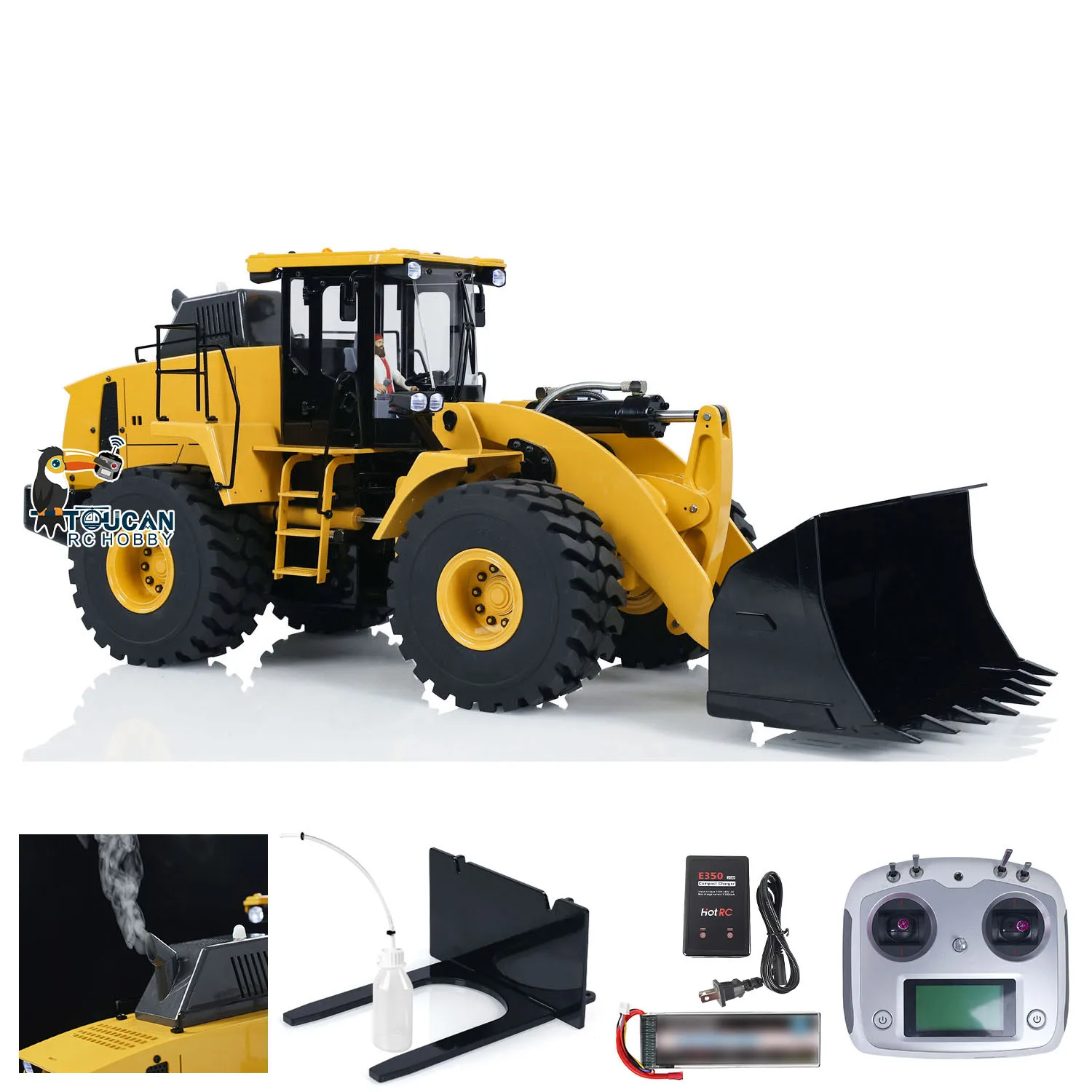 XDRC WA470 Upgraded RC Loader 1/14 Hydraulic Metal Radio Control Model Construction Vehicle with Sounds Lights Smoking TH23518