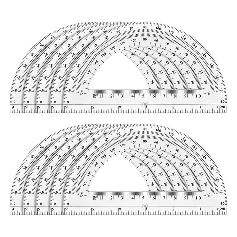 AA84 20 Pack Clear Protractor Set, 6 Inch Plastic Geometry Tools, 180 Degree Measurement For School, Office, Classroom