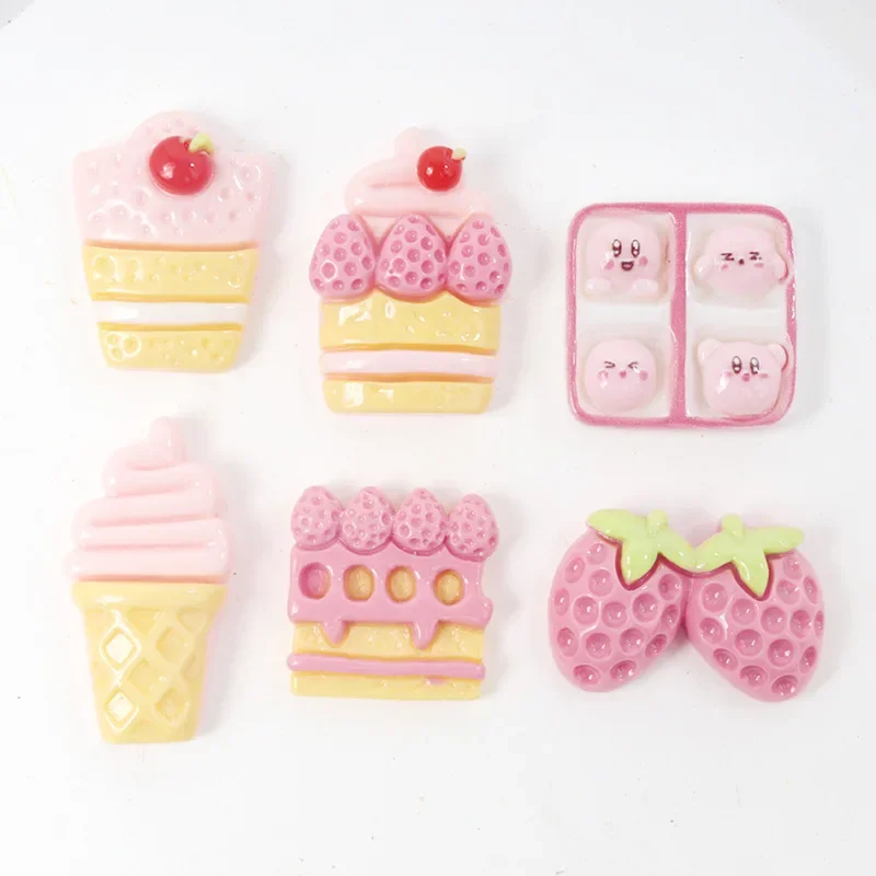 10/100pc Kawaii Cartoon Pink Cake Series Resin Scrapbook DIY Jewellery Hairpin Accessories Home Decora Craft Efrigerator Sticker