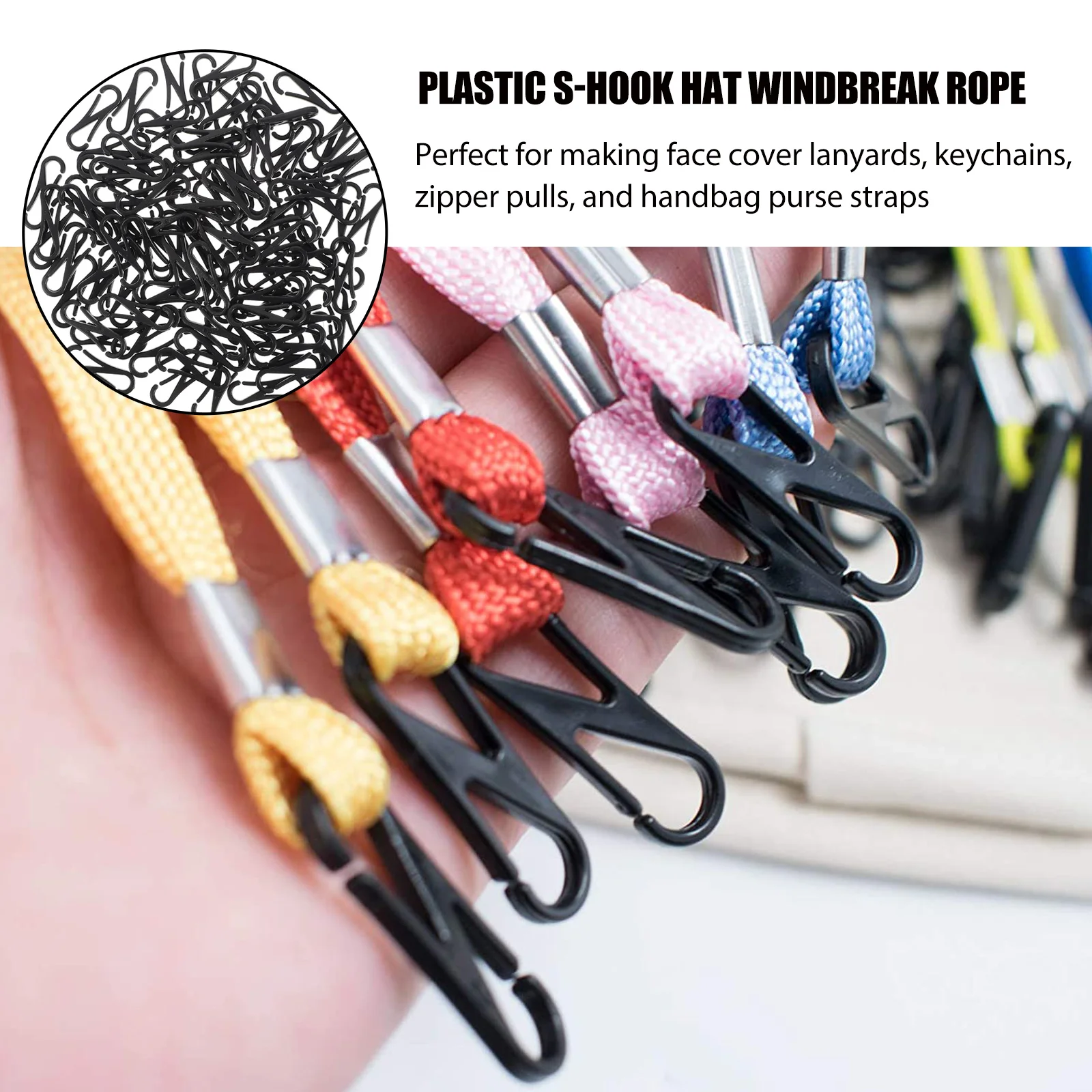 

100Pcs Durable Anti-Uv Black Plastic Lanyard Hooks for Craft Projects Keychains Zipper Pulls and More Lanyard Hooks