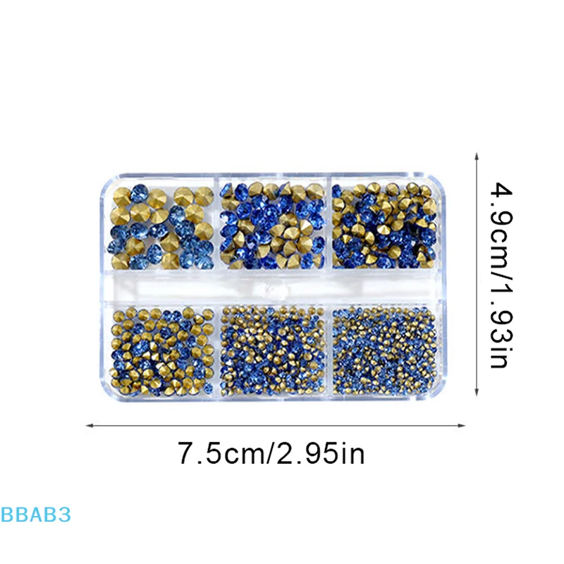 【B】คริสตัลตกแต่งเล็บ 6 ช่อง แบบปลายแหลม 3 มิติ สีสันสดใส เหมาะสำหรับตกแต่งเล็บ DIY