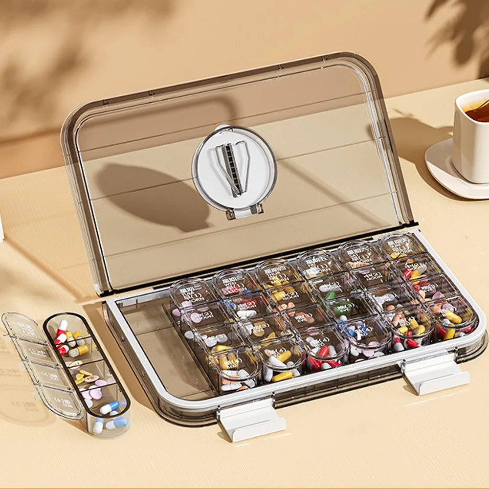 

Large Capacity Pill Cutter Box Three Times Day Moisture Resistant Drug Dispensing Case Seven Days Week Dustproof Medicine Cutter