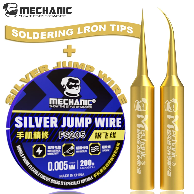 

MECHANIC FI FS Pure Copper Solder Tips Bundle With FS205 Jump Wire Ultra-fine Uninsulated 100M Long PCB Link For Phone Repair