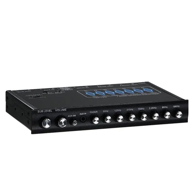 Y47A 7 Band Car Audio Graphic Equalizer Adjustable Frequency 50Hz-16kHz for DSP Noise Reduction for Car Boat RV Stereo