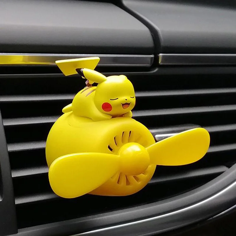 Cute Pikachu Car Aroma Air Outlet 3D Cubic Dolls Small Fan Kawaii Cartoon Fragrance Car Decorative Ornaments Toys for Girl Gifts