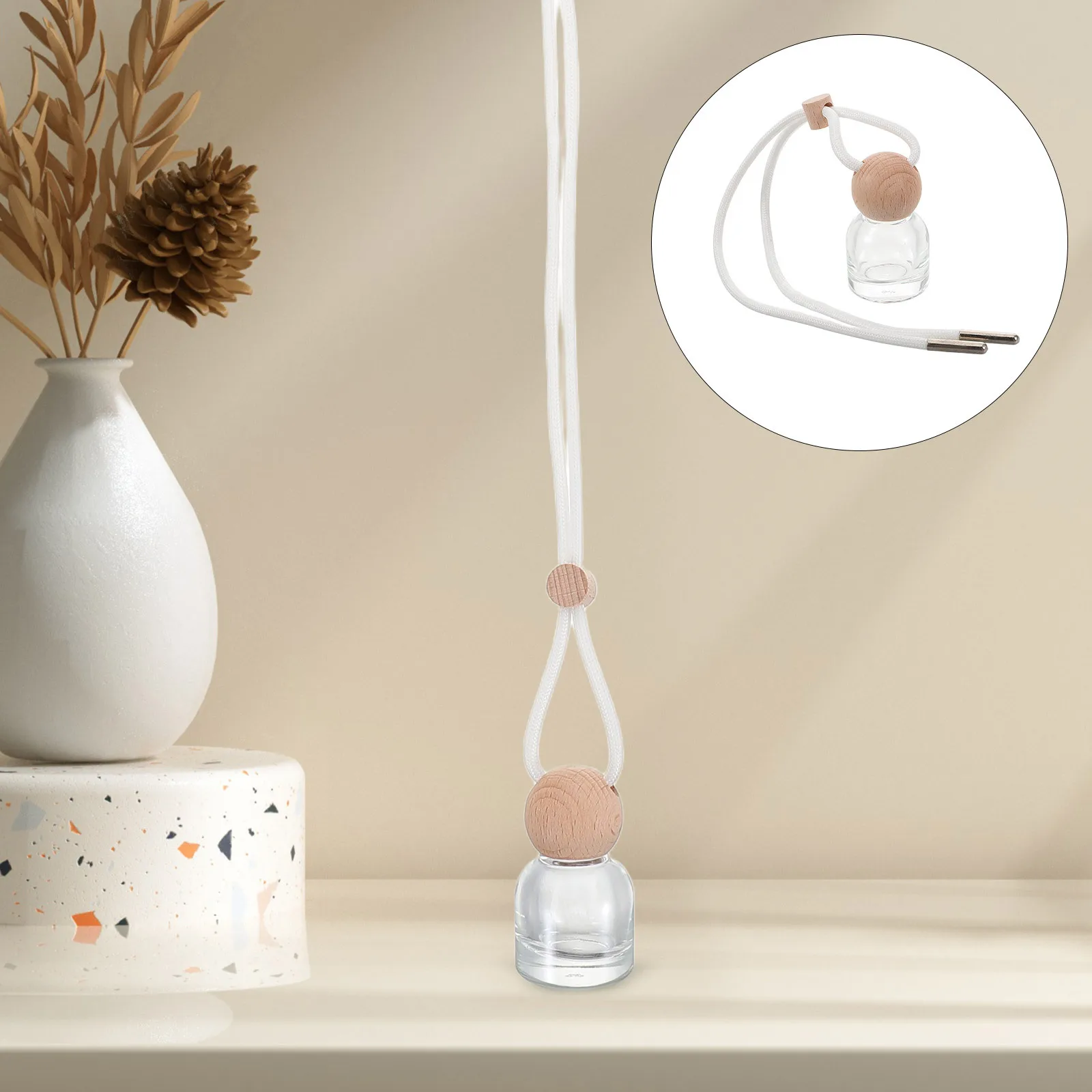 

3pcs 10Ml Empty Glass Perfume Bottles Wooden Cap Portable Diy Refillable Mini Container For Car Aroma Diffuser Vintage