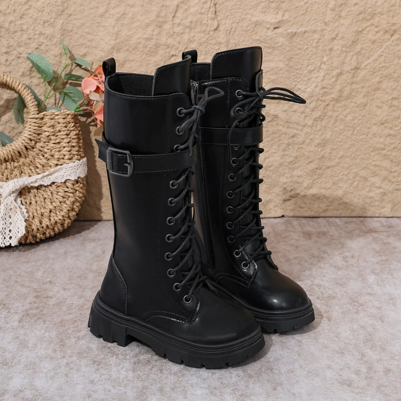 Girls Long Boots Black Knee-high Autumn Children High Tide Boots Zipper Comfortable Fashion 2026 Brand New Kids Fashion Boots