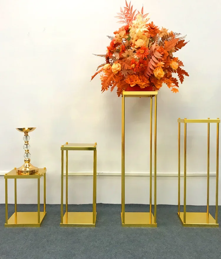 

Wedding Centerpieces for Tables-Metal Column Geometric Flower Stand Gold Tall Flower Display Rack Decorations for Party Event