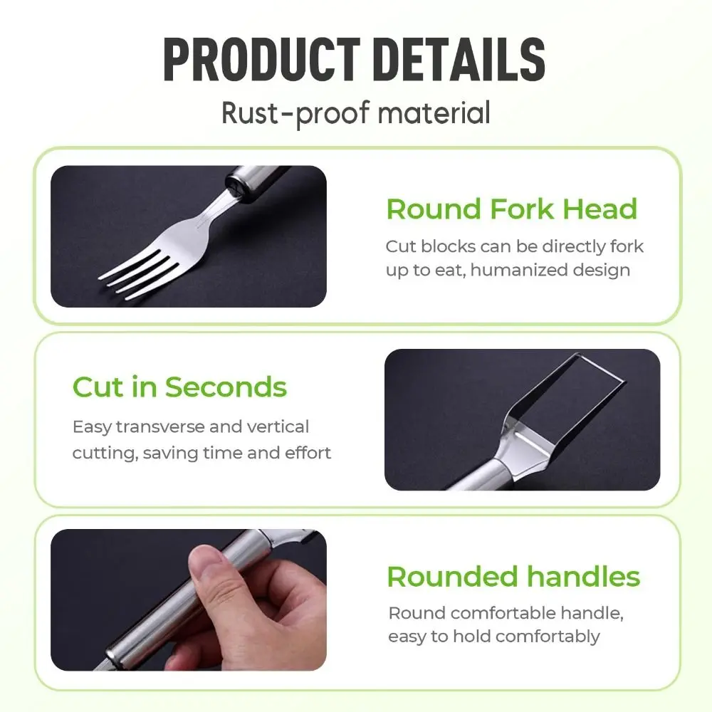 2-in-1 Watermelon Cutter Stainless Steel Dual Head Watermelon Fork Slicer Professional Slicing Fruit Cutter