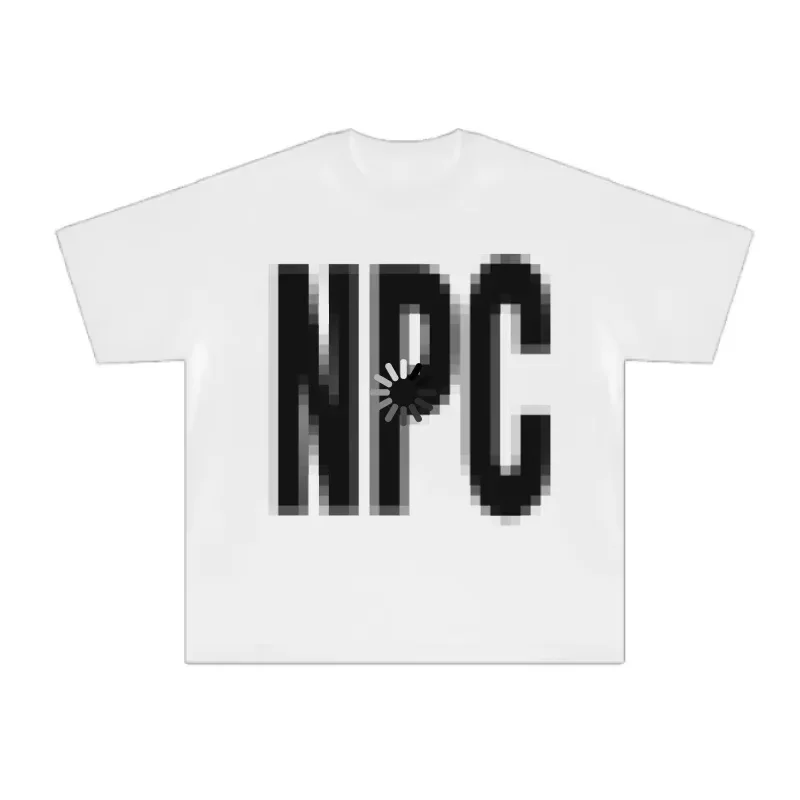 Vintage Blurred NPC Crack Font Tee Men Women Viral Game Meme Soft Cotton Short Sleeve Daily Street Tops