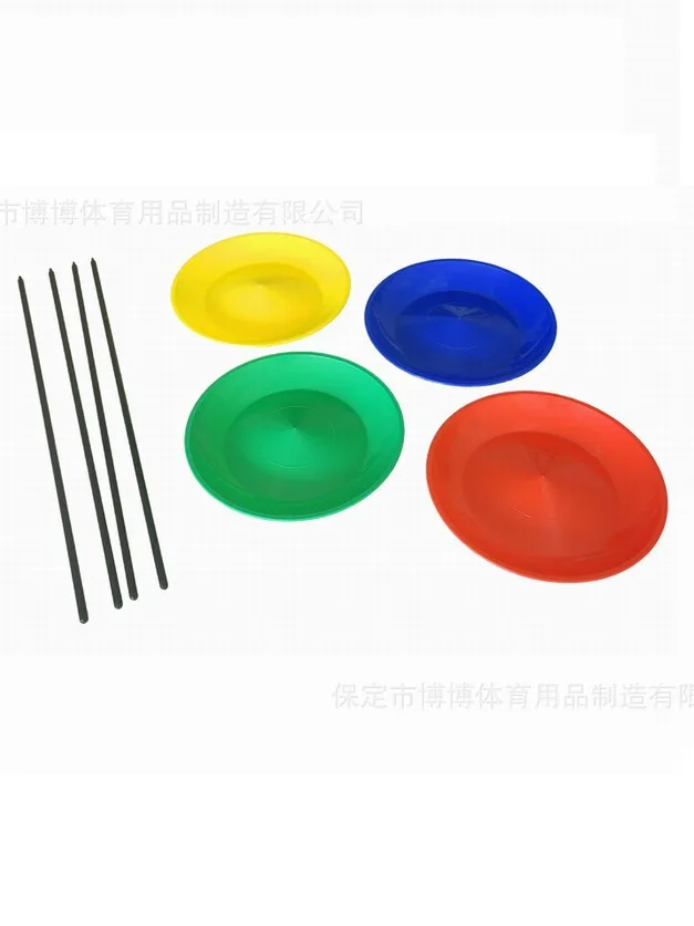 

2pcs Juggling Props Plastic Plates with Sticks for Circus Performance Beginner Kit Kids Adults Toy Set
