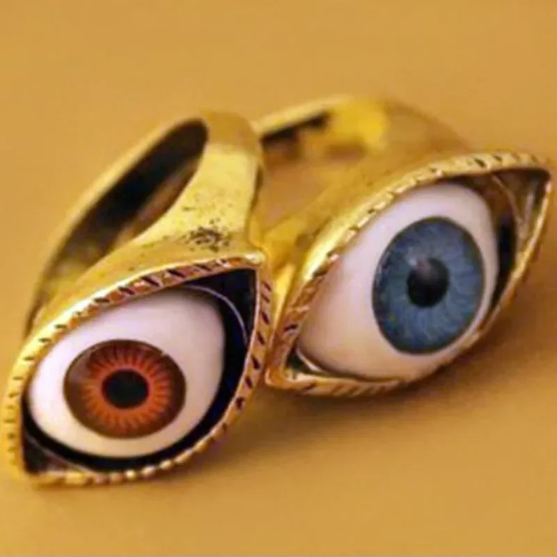 Classic Vintage Turkey Evil Eye Finger Ring Eyeball Punk Goth Jewellery Halloween Gift Fashion Ring for Men Women